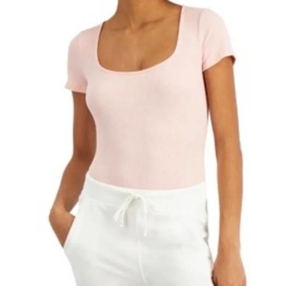 NWT Jenni Ribbed Square Scoop Neck Body Suit - Picture 2 of 7